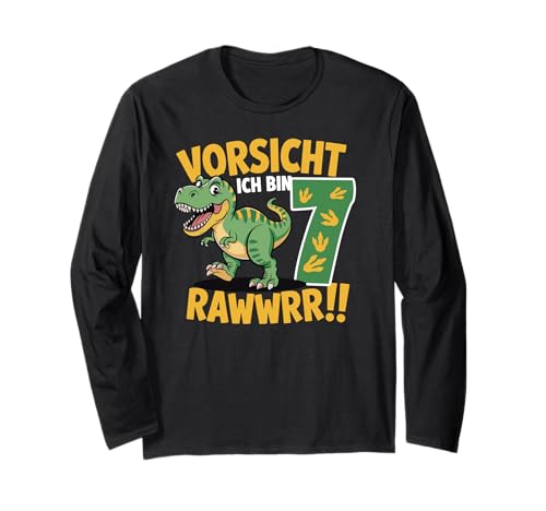 Kinder 7 Jahre Dinosaurier Dino 7 Geburtstag ich Bin 7 Junge Langarmshirt von Die besten Dinosaurier Geburtstagsshirt Geschenke