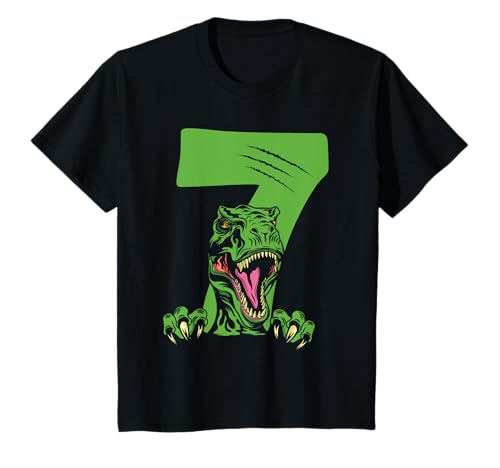 Kinder 7. Geburtstag Junge 7 Jahre Dino Dinosaurier Geburtstags T-Shirt von Die besten Dinosaurier Geburtstagsshirt Geschenke
