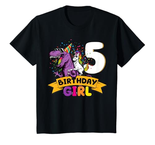 Dinosaurier Einhorn 5 Geburtstag Deko 5 Dino Mädchen 5 Jahre T-Shirt von Die besten Dinosaurier Geburtstagsshirt Geschenke