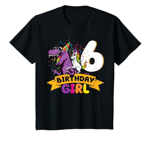 Dinosaurier Einhorn 6 Geburtstag Deko 6 Dino Mädchen 6 Jahre T-Shirt von Die besten Dinosaurier Geburtstagsshirt Geschenke