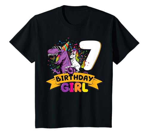 Dinosaurier Einhorn 7 Geburtstag Deko 7 Dino Mädchen 7 Jahre T-Shirt von Die besten Dinosaurier Geburtstagsshirt Geschenke