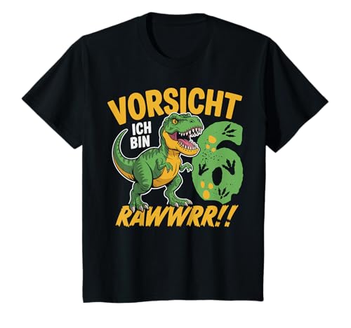 Kinder Kinder 6 Jahre Dinosaurier Dino 6 Geburtstag ich bin 6 Junge T-Shirt von Die besten Dinosaurier Geburtstagsshirt Geschenke