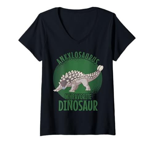Damen Ankylosaurus Dinosaurier Mein Liebster Dino T-Shirt mit V-Ausschnitt von Die besten Drachen und Dinosaurier Outfits