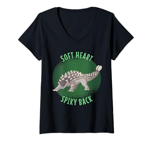 Damen Ankylosaurus Soft Heart Spikey Back Dinosaurier T-Shirt mit V-Ausschnitt von Die besten Drachen und Dinosaurier Outfits