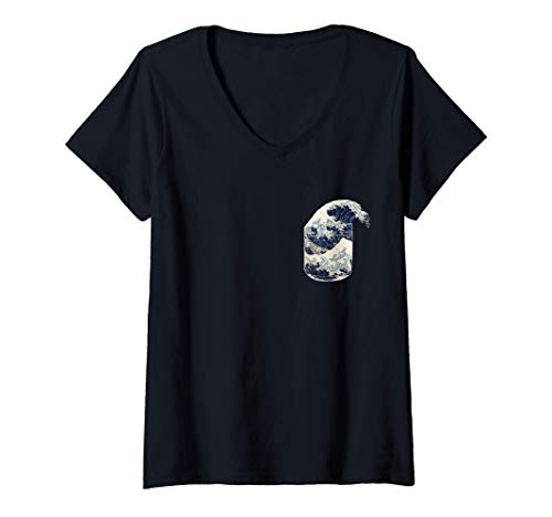 Damen Die große Welle vor Kanagawa T-Shirt mit V-Ausschnitt Damen Die große Welle vor Kanagawa T-Shirt mit V-Ausschnitt von Die große Welle vor Kanagawa
