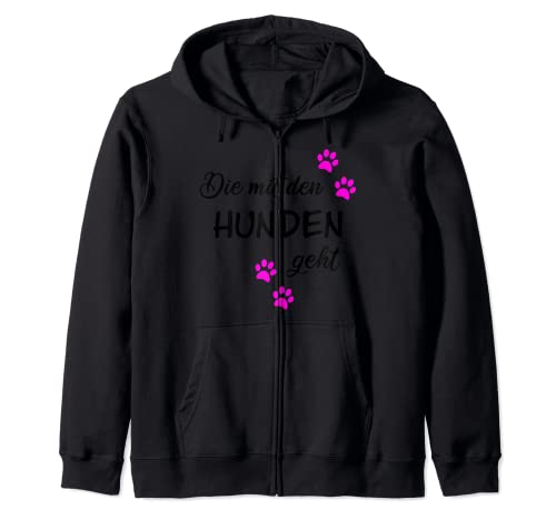 Die mit den Hunden geht Damen Dog Mom Mops Sprüche Hund Kapuzenjacke von Die mit den Hunden geht Damen Hundehalter Geschenk