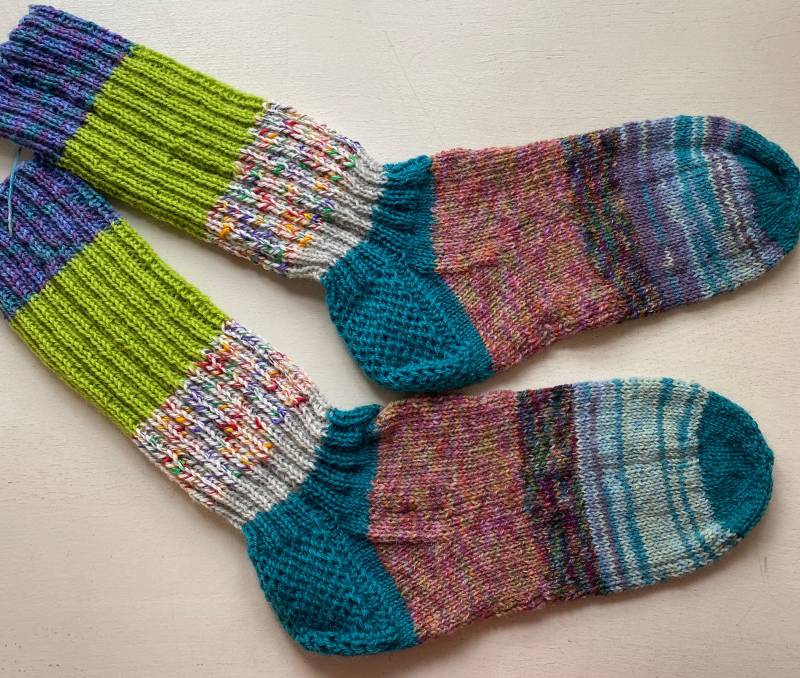 Socken Gr 38/39 Wollsocken Handgestrickt Feines Garn Ganzjahres Strümpfe Hausstrümpfe Wollstrümpfe von DieAltePosthalterei