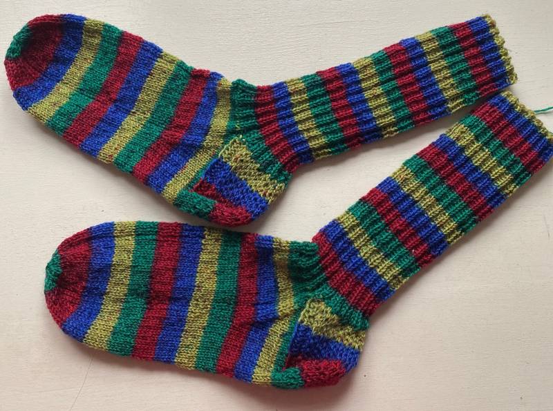 Socken Gr 38 Wollsocken Handgestrickt Strümpfe Hausstrümpfe Wollstrümpfe von DieAltePosthalterei