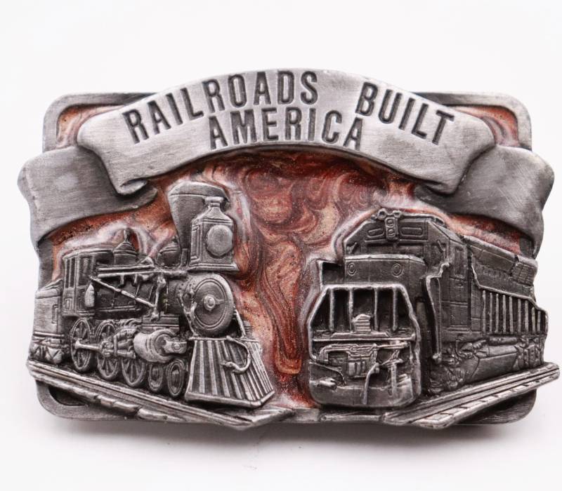 Railroads Built America 1864-1945 Emaille Gürtelschnalle Siskiyou Buckle 1984 #w von DieAufraeumerDE