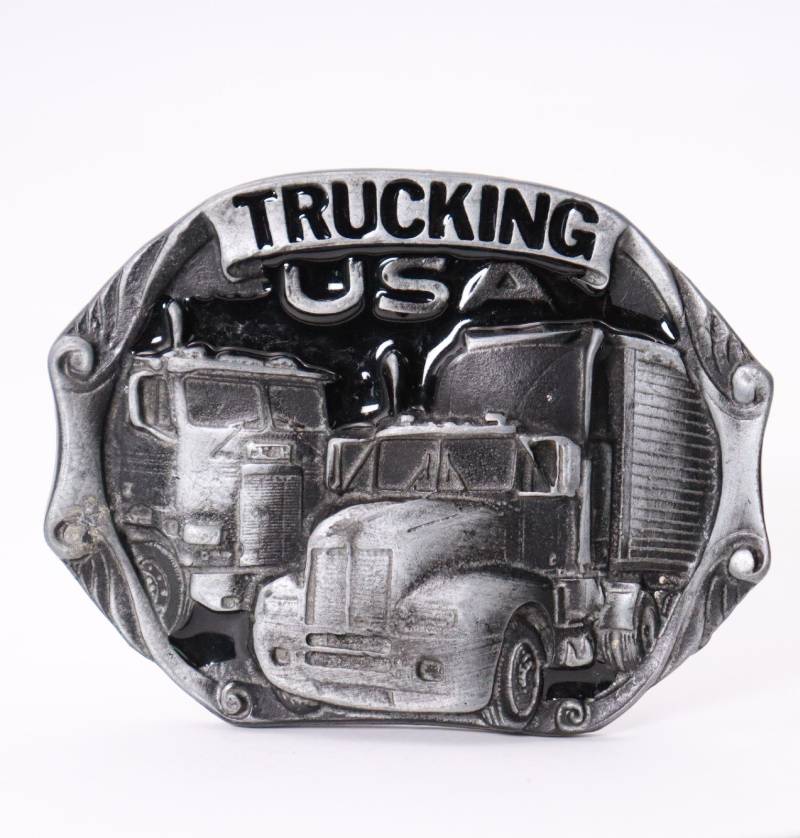 Trucker Usa Gürtelschnalle Emaille Schwarz Vintage #w von DieAufraeumerDE