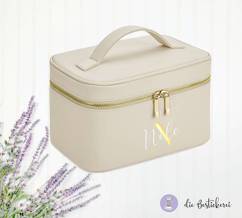 Beautycase Mit Namen| Make-Up Tasche | Schminktasche Beauty Bag Personalisierte Kosmetiktasche von DieBestickerei