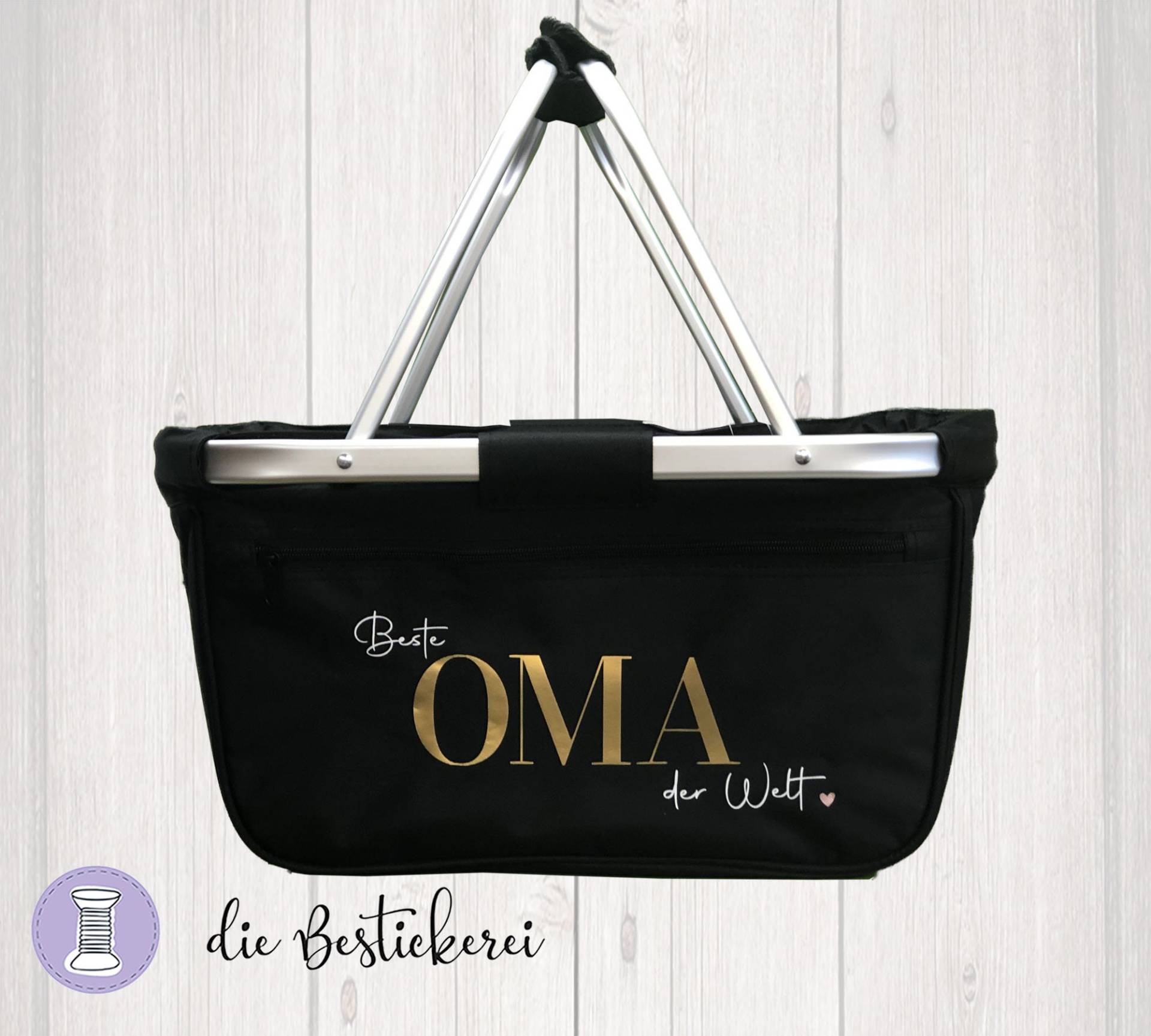 Einkaufskorb Personalisiert, Shopper Mit Namen, Abschiedsgeschenk Kindergarten, Geschenk Lehrerin, Faltbar von DieBestickerei