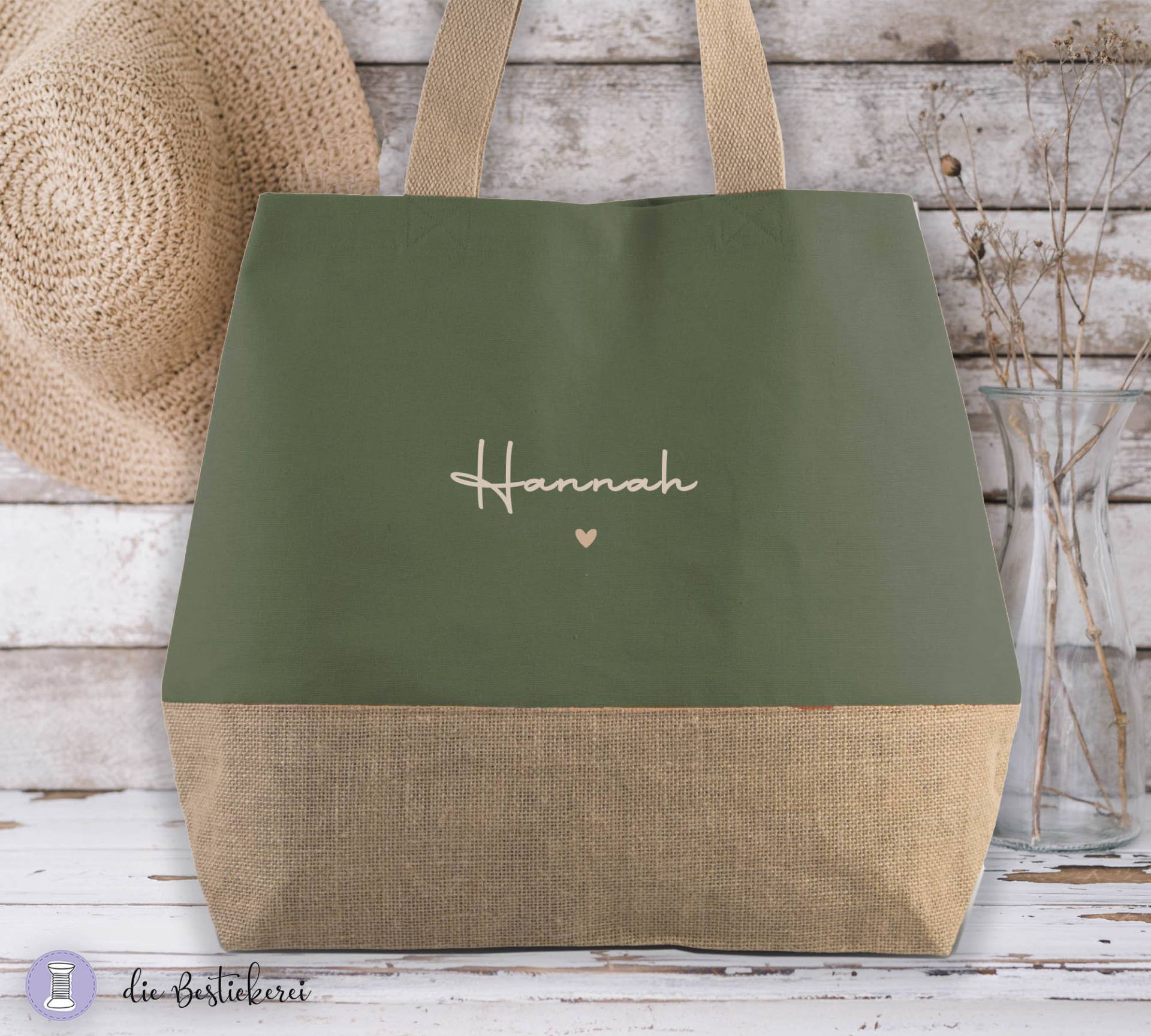 Jutetasche Xl | Einkaufstasche Strandtasche Shopper Personalisiert Verschiedene Farben von DieBestickerei