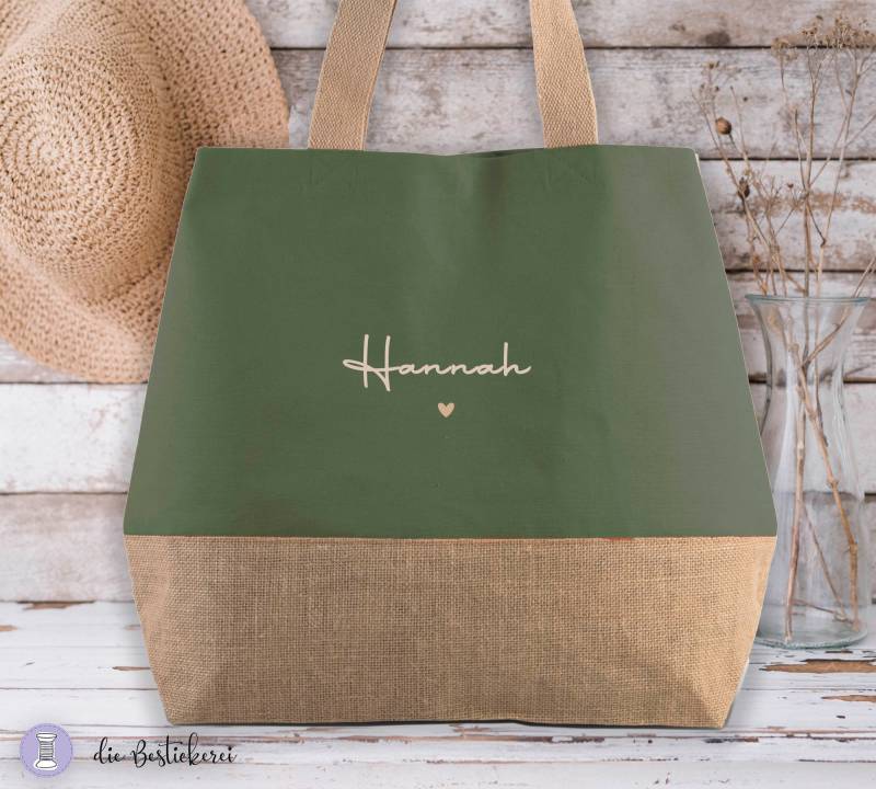 Jutetasche Xl | Einkaufstasche Strandtasche Shopper Personalisiert Verschiedene Farben von DieBestickerei