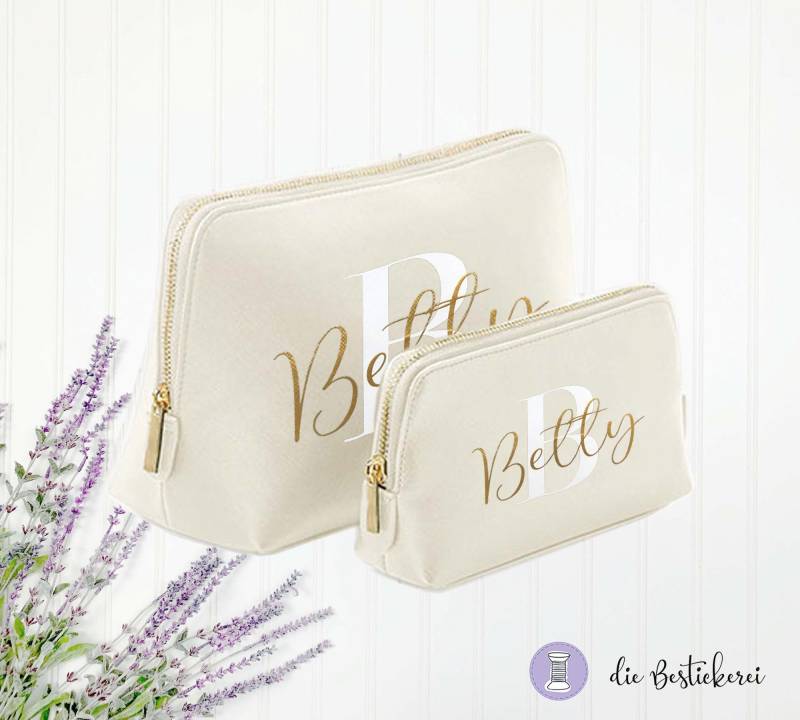 Kosmetiktasche, Make-Up Täschchen, Schminktasche, Beauty Bag, Personalisiert von DieBestickerei