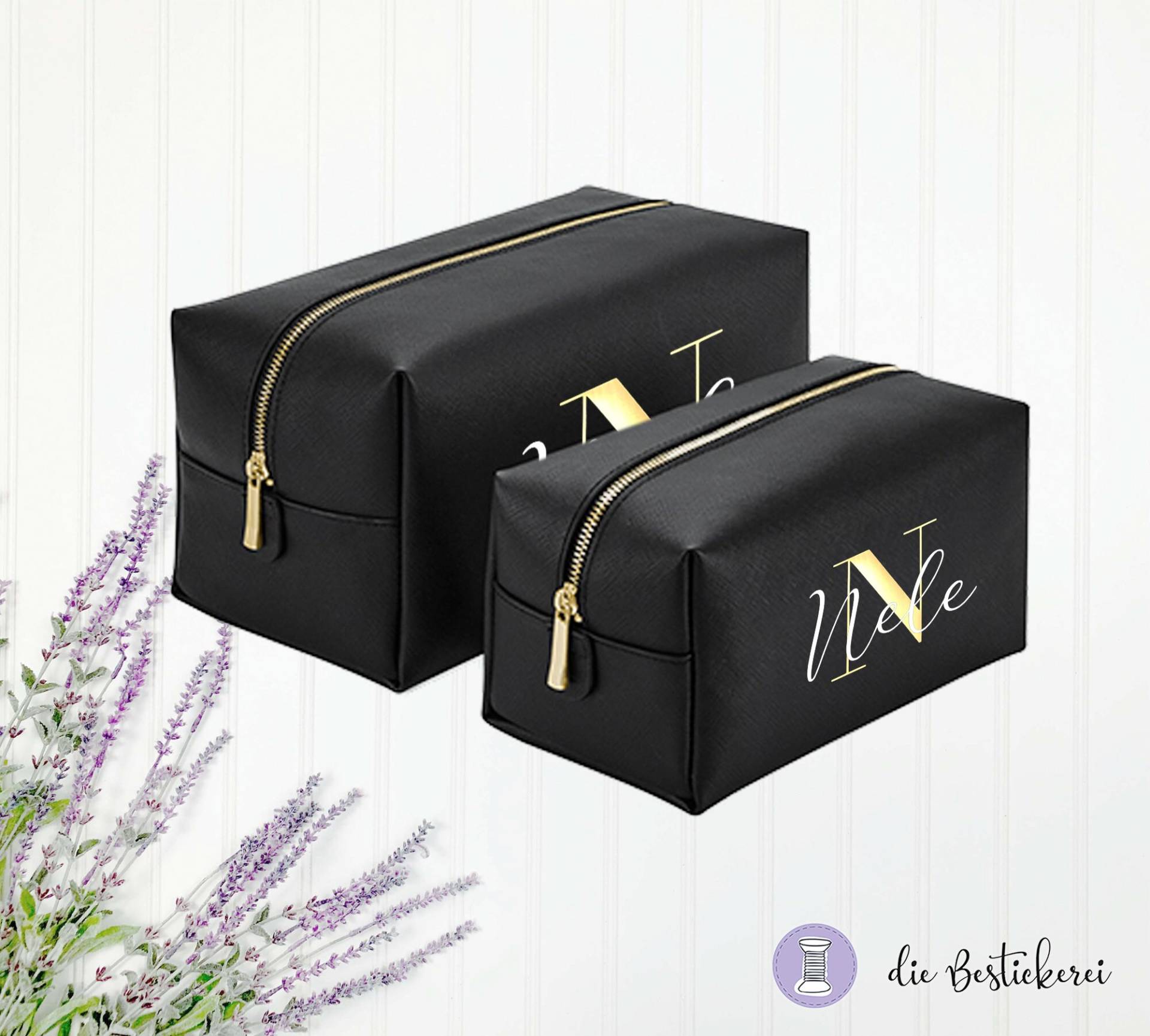 Kosmetiktasche Mit Initial & Namen| Make-Up Tasche | Schminktasche Beauty Bag Beauty-Set Personalisiert von DieBestickerei