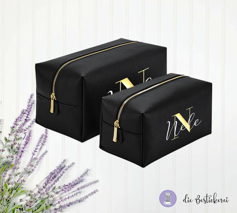 Kosmetiktasche Mit Initial & Namen| Make-Up Tasche | Schminktasche Beauty Bag Beauty-Set Personalisiert von DieBestickerei