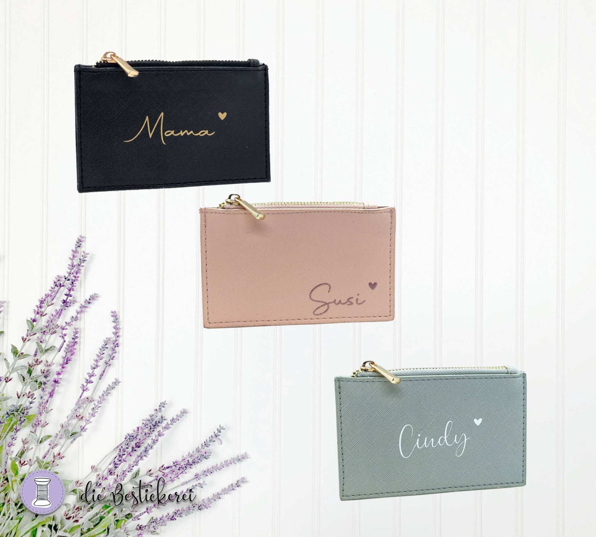 Mini Geldbörse Personalisiert | Kartenhalter Etui Geldtasche Portemonnaie Mit Namen Geschenk Freundin von DieBestickerei