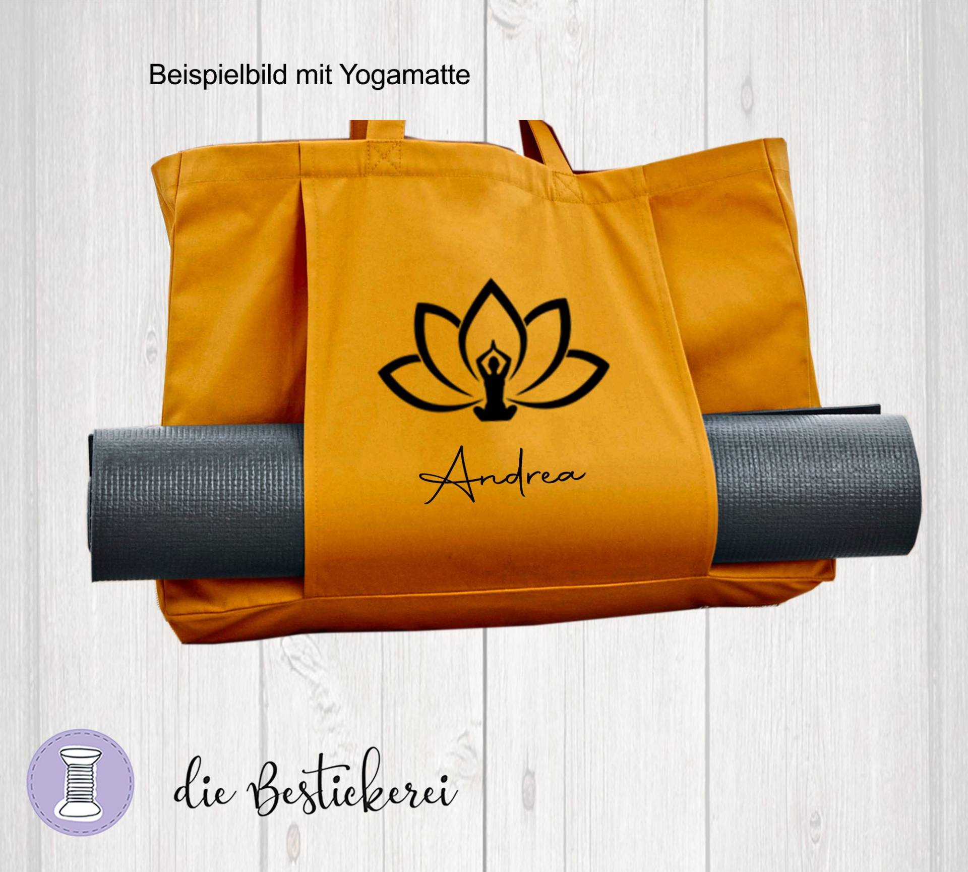 Yogatasche, Pilatestasche Personalisiert Mit Namen, Lotusblüte von DieBestickerei