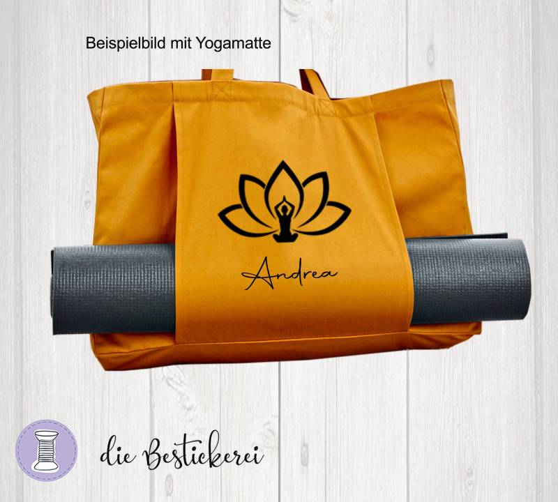 Yogatasche, Pilatestasche Personalisiert Mit Namen, Lotusblüte von DieBestickerei
