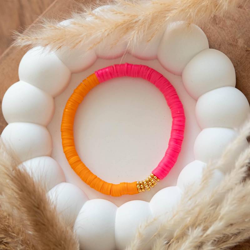 Armband, Perlenarmband, Katsuki Armband Pastell Pink Orange Neon, Neonarmband, Perlenarmband Sommerarmband von DieDeniseShop