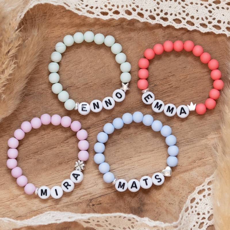 Baby Armband Personalisiert, Perlenarmband Personalisiertes Armband, Geschenk Baby, Babyparty, Babyarmband Silber von DieDeniseShop