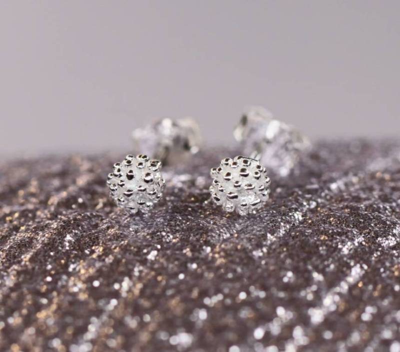 Ohrstecker 925 Silber, Sterlingsilber , Kugel Blume Pusteblume Abstrakt Kleine von DieGoldschmiedin