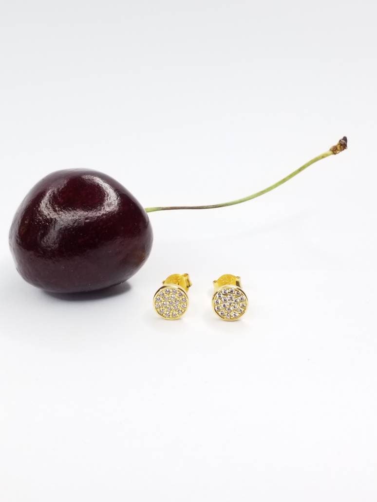 Ohrstecker 925 Silber , 24Kt Vergoldet Zirkonia Gefasst Gold Plated Schmal Elegant Modern Goldschmied Goldschmiedin Vanessa Huven von DieGoldschmiedin