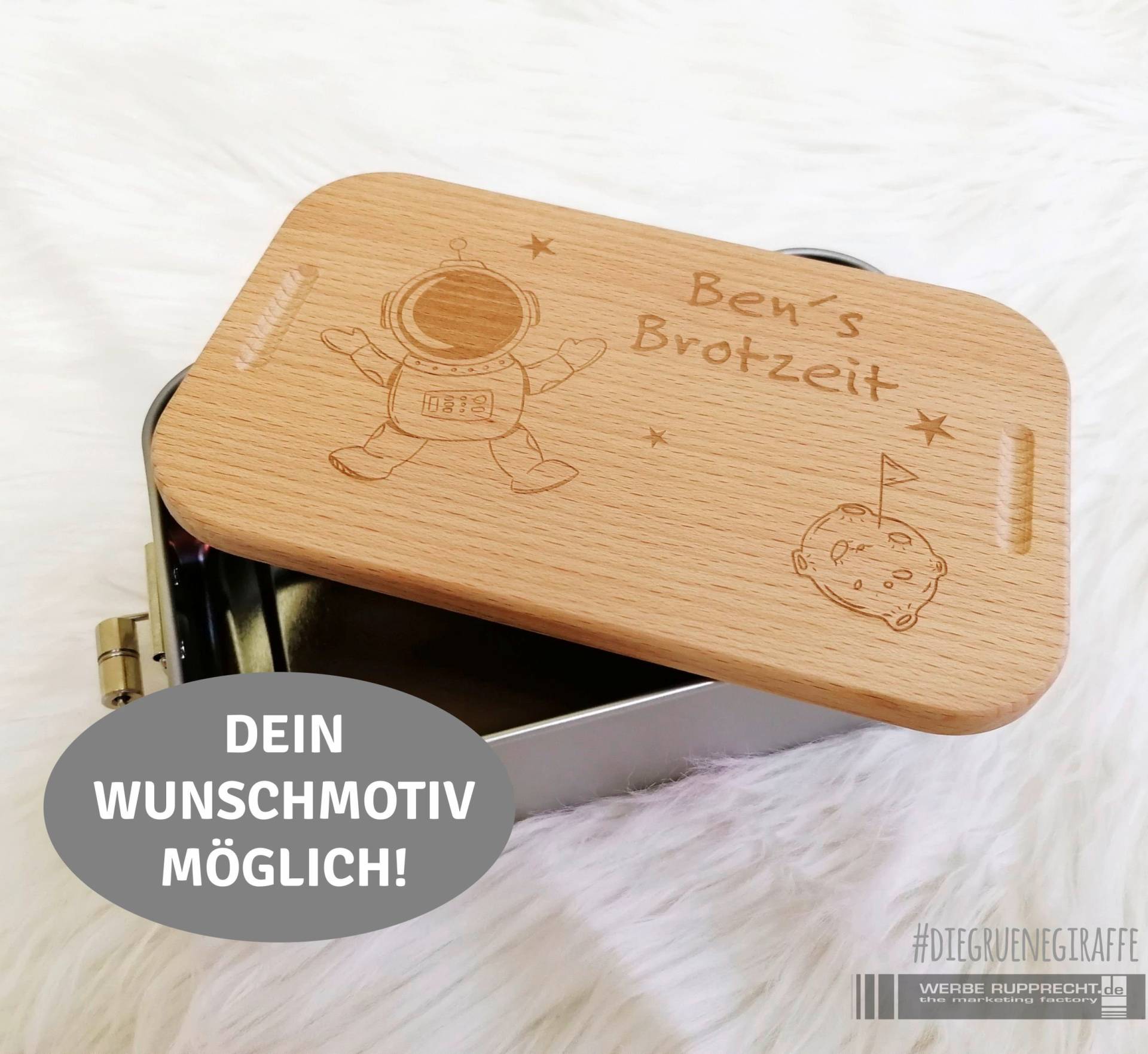 Lunchbox Brotdose Personalisiert Mit Holzdeckel 1000 Und 1200 Ml von DieGrueneGiraffe