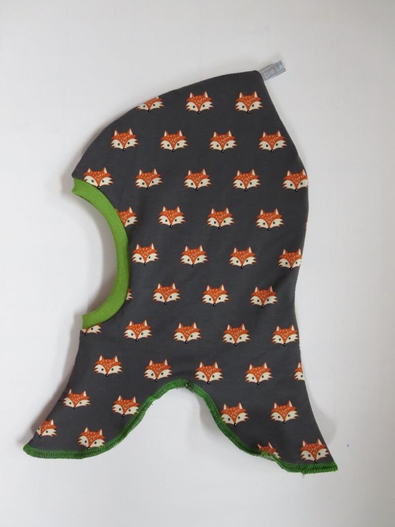 Einzelstück 46/48 Schlupfmütze Füchse Fleece Grau Grün von DieLederbande
