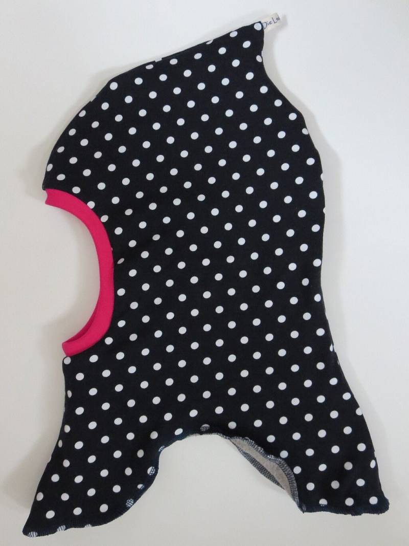 Schlupfmütze Punkte Dunkelblau Pink Fleece von DieLederbande