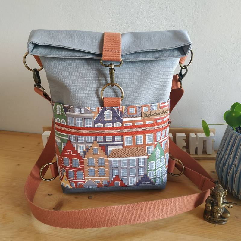 Rucksack-Tasche, Backpack, Rucksack, Foldover, Schultertasche, Aus Canvas Und Kunstleder von DieLiebenaeht