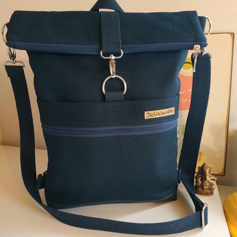 Rucksack-Tasche, Rucksack, Umhängetasche Damen, Schultertasche, Foldover, Backpack Aus Canvas Und Kunstleder von DieLiebenaeht