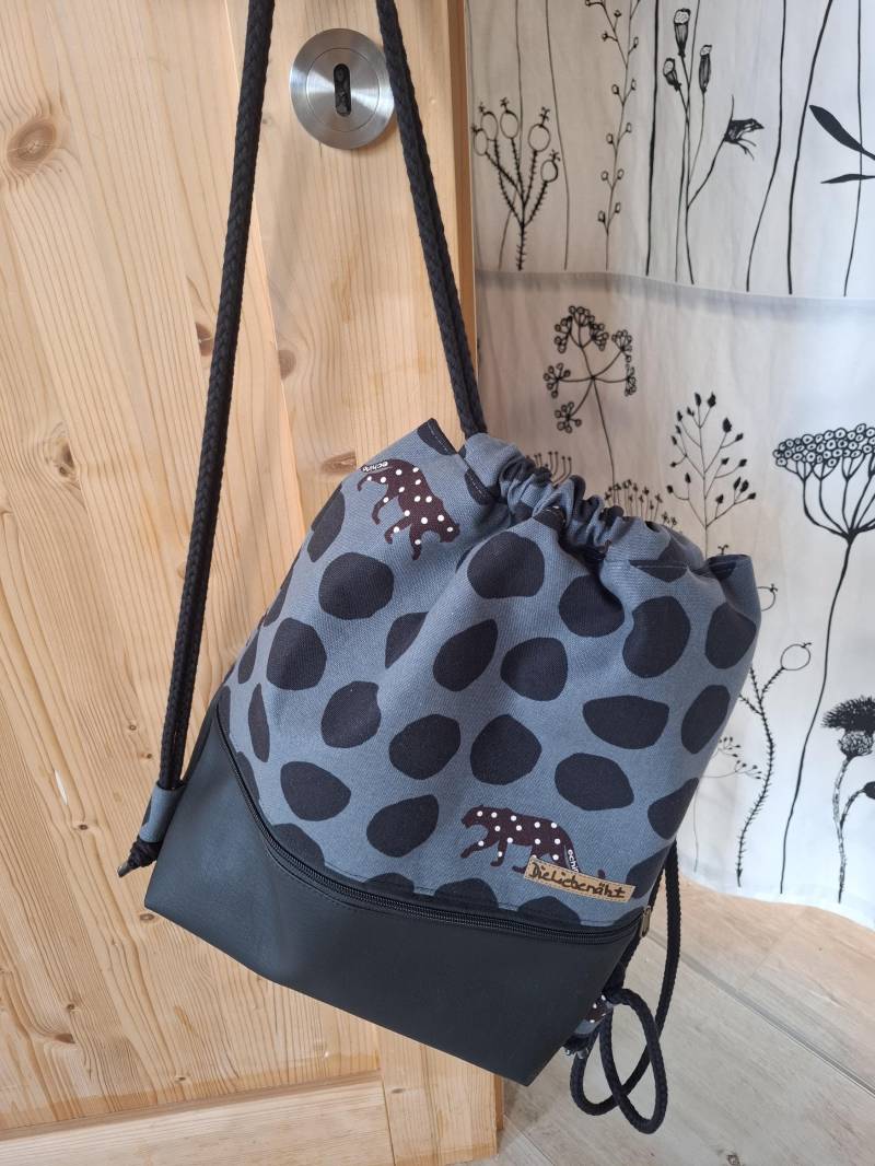 Sportbeutel, Stoffbeutel, Turnbeutel, Rucksack, Mit Reißverschluss Und Kordel, Aus Canvas Kunstleder von DieLiebenaeht
