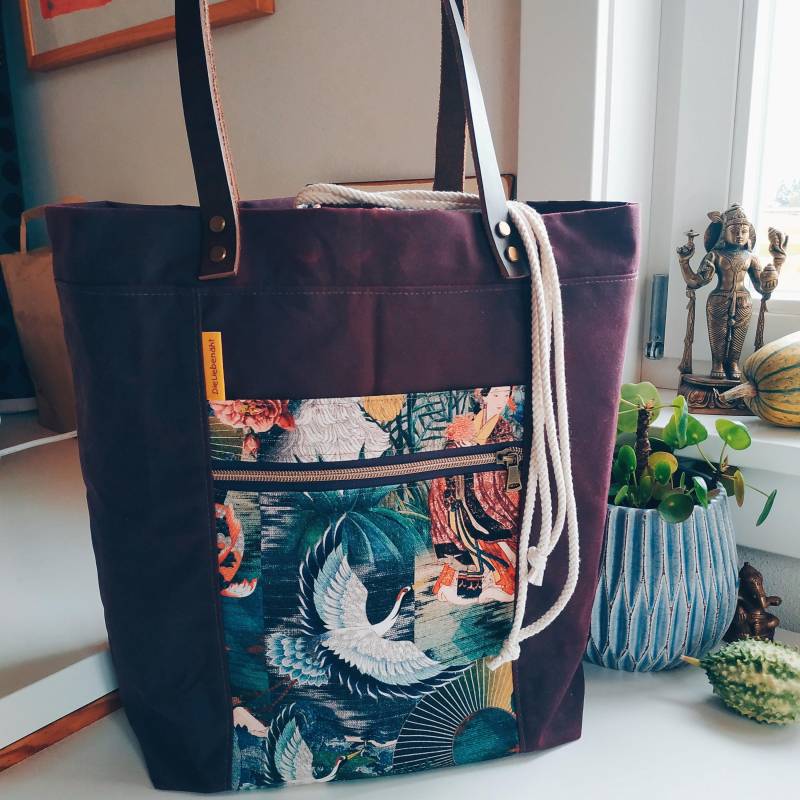 Firefly-Tote Aus Oilskin U. Canvas - Totebag, Shopper, Schultertasche, Handtasche Damen, Umhängetasche, Große Projekttasche, Handgriff Leder von DieLiebenaeht