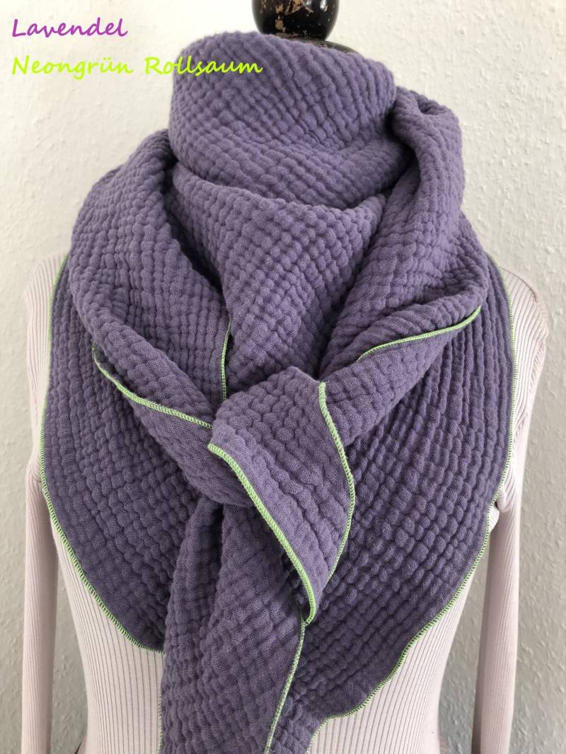 Sommerkollektion - Xxl Musselintuch Einlagig Mit Farbigen Rollsaum Erhältlich in Neun Farben von DieMopusManufaktur