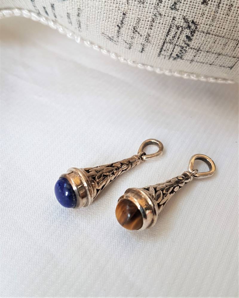 Edelstein Anhänger , Meditation in Silber Mit Amethyst Lapis Tiger Auger von DieSchatzkammer