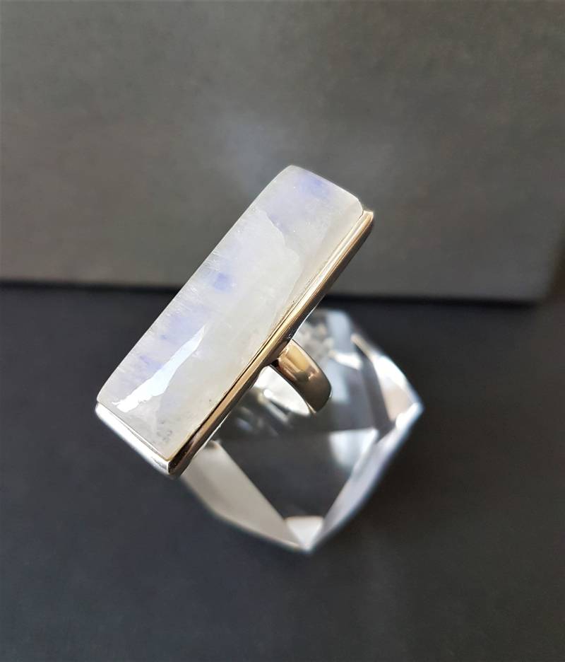 Mondstein , Mondsteinring Regenbogenmondstein Silber 925 Labradorit Weiß von DieSchatzkammer