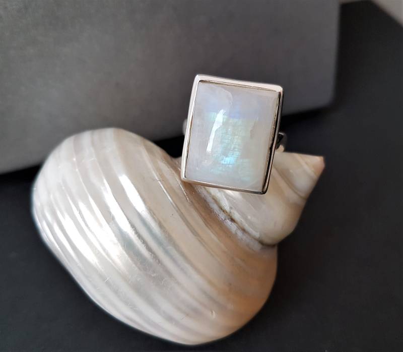 Mondstein , Mondsteinring Regenbogenmondstein Silber 925 Labradorit von DieSchatzkammer