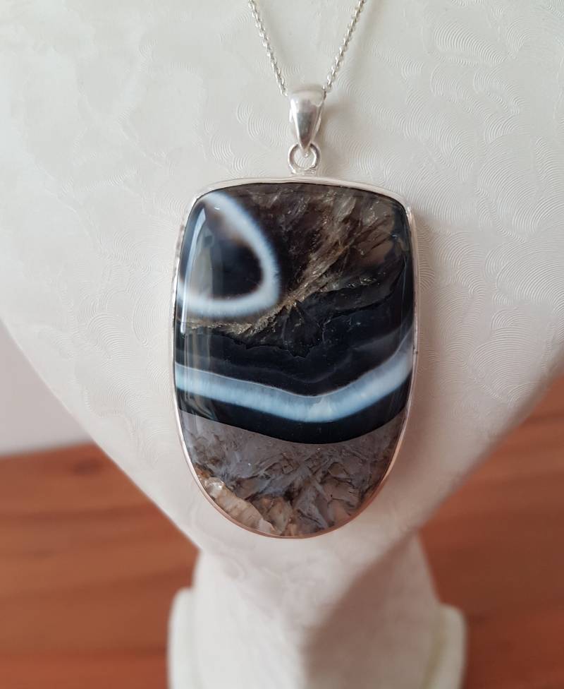 Onyx , Banded Anhänger in Silber Mit von DieSchatzkammer