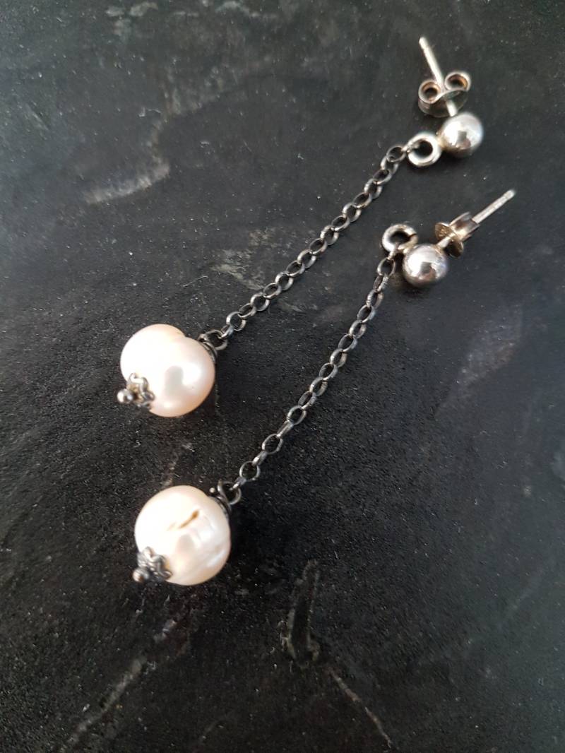 Perlenohrringe , Ohrringe Mit Perlen Silberohrringe von DieSchatzkammer