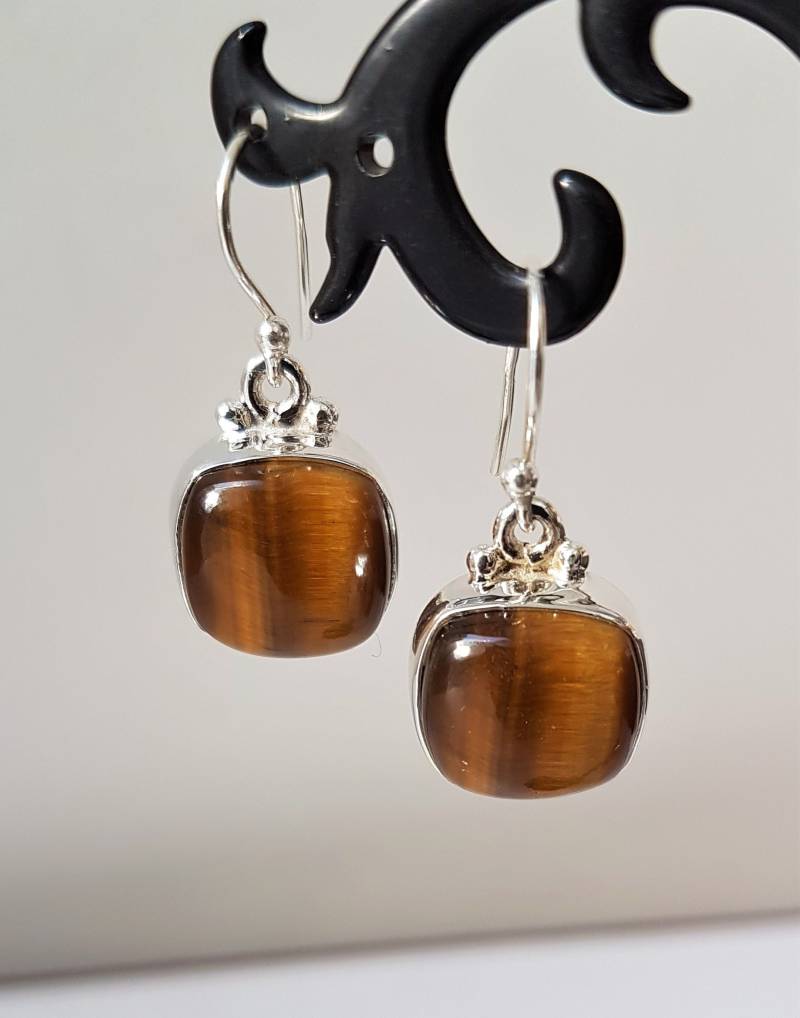 Tiger Auger , Tigerauger Ohrringe in Silber von DieSchatzkammer