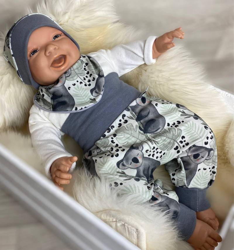 Baby Set 56 62 68 74 Hose , Mütze Und Dreieckstuch Erstausstattung New Born Set Junge Pumphose Koala Mint von DieStoffprinzessin