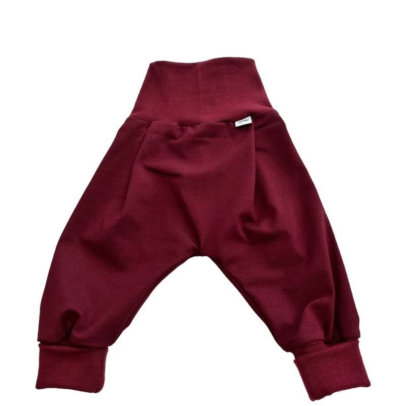 Bio Jersey Pumphose Haremshose Gr. 56-110, Hose Mädchen Junge Bordeaux Rot Babyhose , Kinder von DieStoffprinzessin