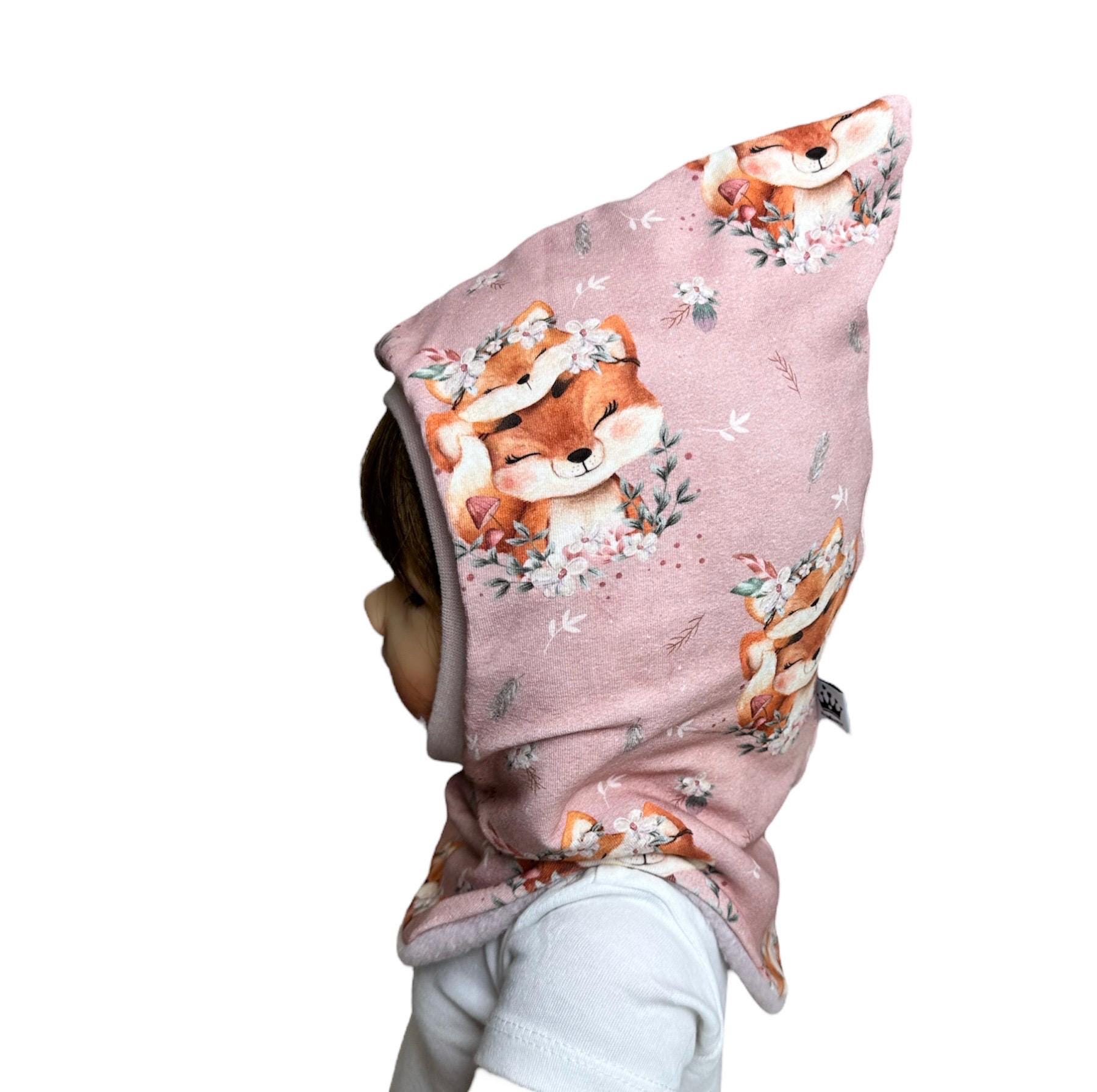 Schlupfmütze , Mütze Und Loop , Jersey Fleece Gr 40-56 Fuchs Altrosa Kindermütze, Halssocke, Mütze Baby Mädchen Schalmütze von DieStoffprinzessin