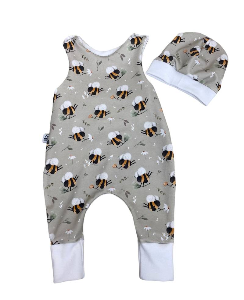 Strampler 56 62 68 74 Hummel Gelb Beige Hose, Einteiler , Strampelanzug Mütze Mädchen, Latzhose, Babyset Mädchen Junge Erstausstattung von DieStoffprinzessin