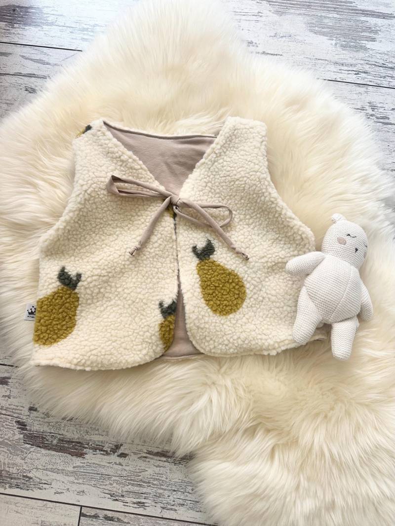 Teddyweste Kinder, Warme Weste , Fellweste Birnen, Kinderweste von DieStoffprinzessin