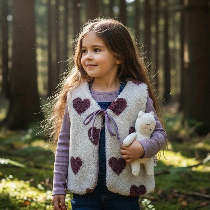 Teddyweste Kinder, Warme Weste , Fellweste Herz Kinderweste von DieStoffprinzessin