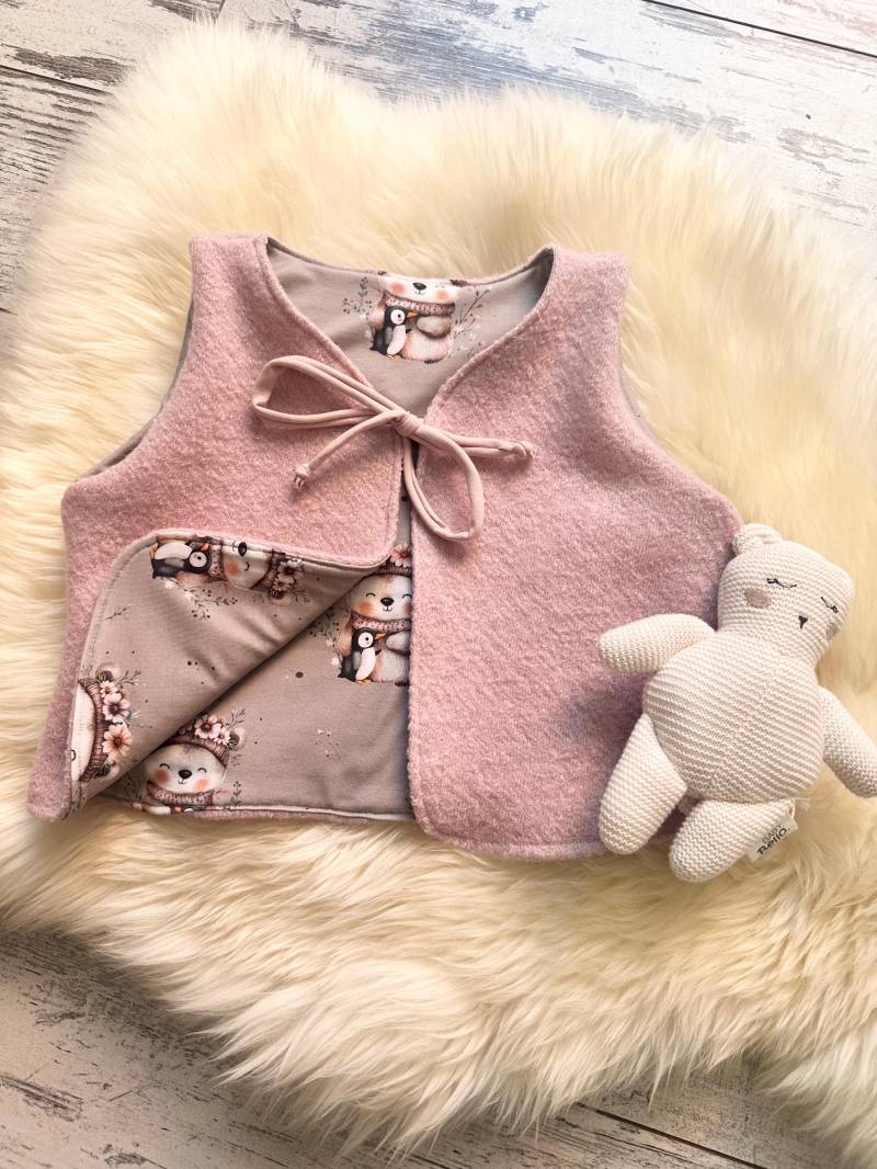 Walkweste Kinder, Warme Weste, Wollweste Altrosa Eisbär , Kinderweste von DieStoffprinzessin