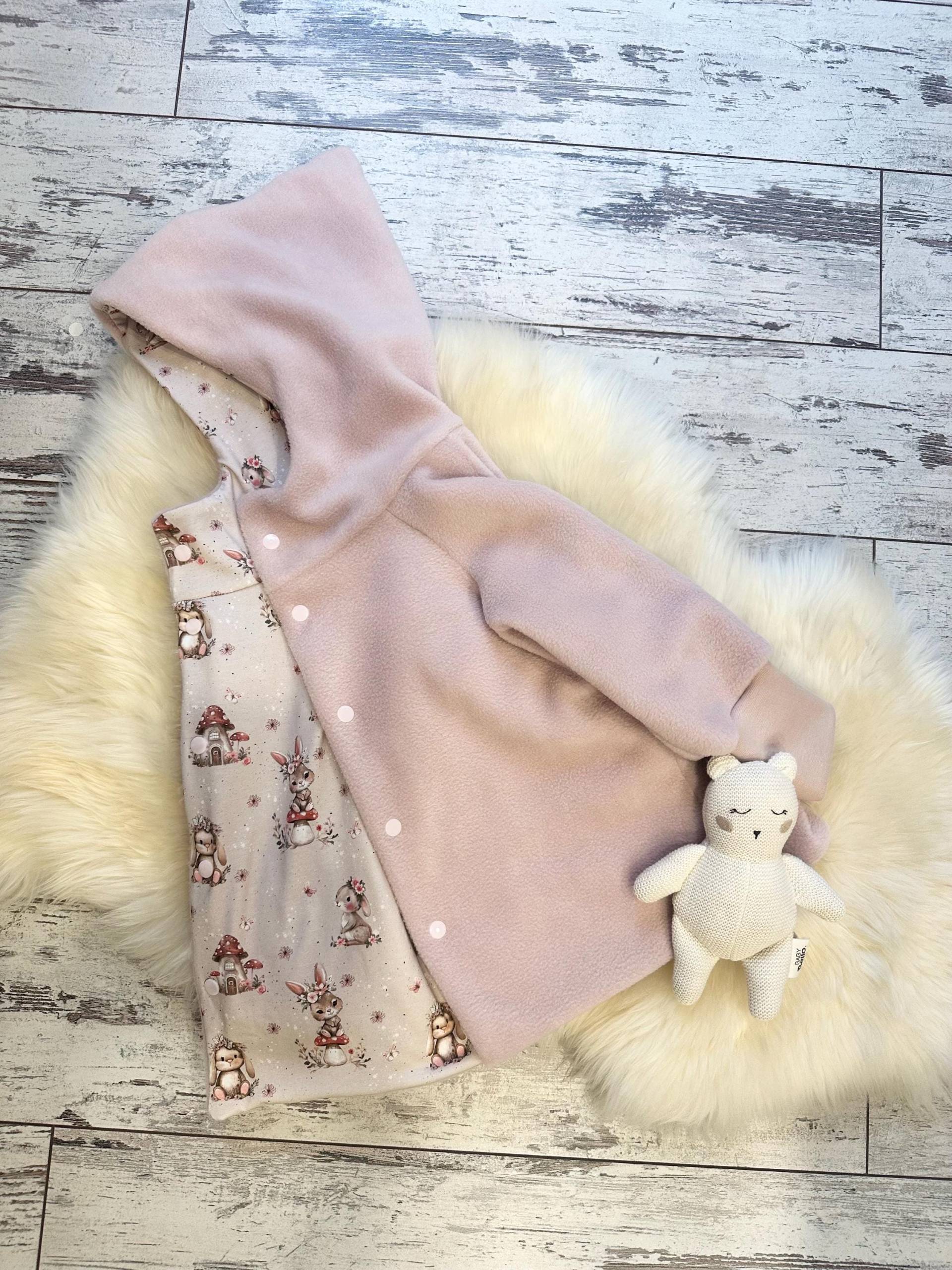 Warme Fleecejacke Altrosa Hase , Jacke Für Mädchen Warme Fleecejacke Altrosa Hase , Jacke Für Mädchen von DieStoffprinzessin